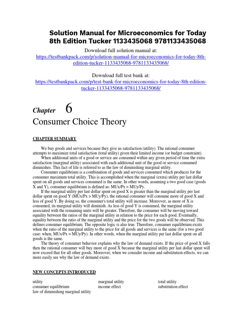 Microeconomics For Today 8th Edition Tucker Solutions Manual Download ...
