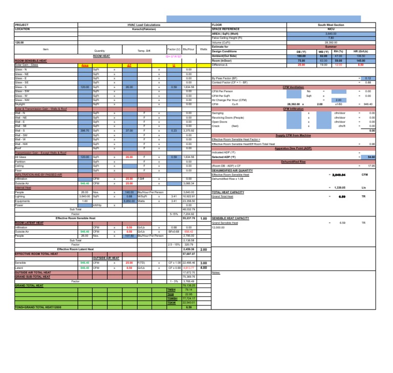 Heating and Cooling Load Calculations South West PDF