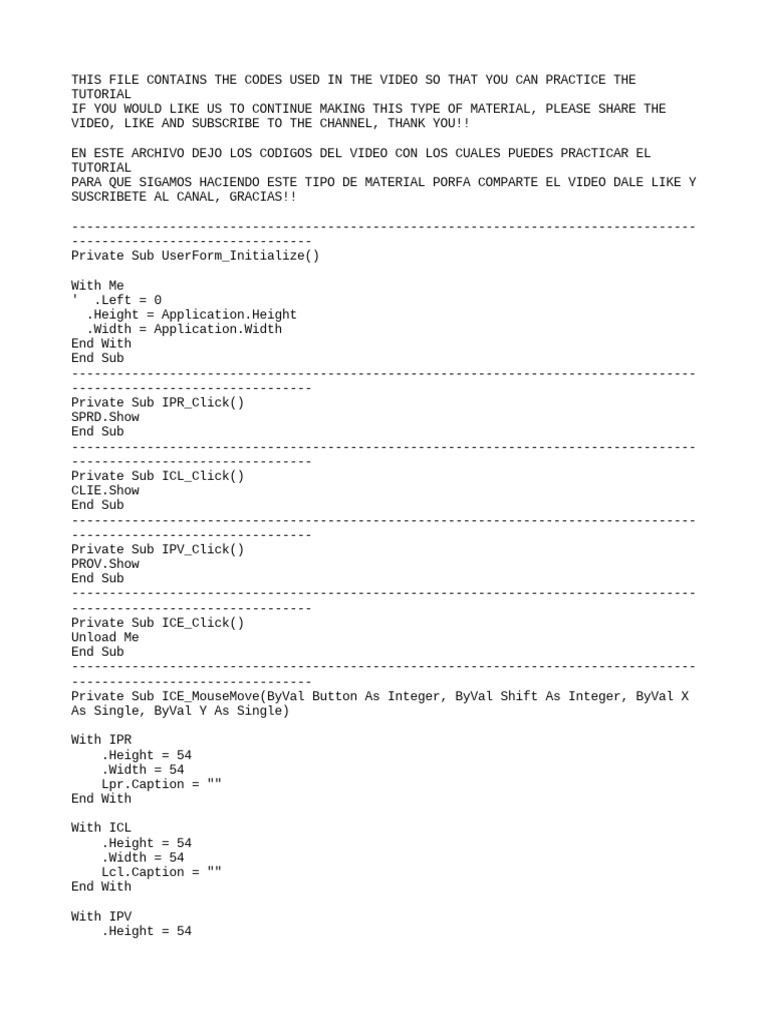 Tutorial Codes for Practice Session | PDF