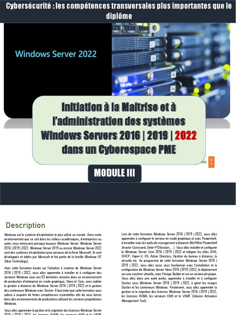 Formation Windows Server PME 2022 | PDF | Microsoft Windows | Serveur ...