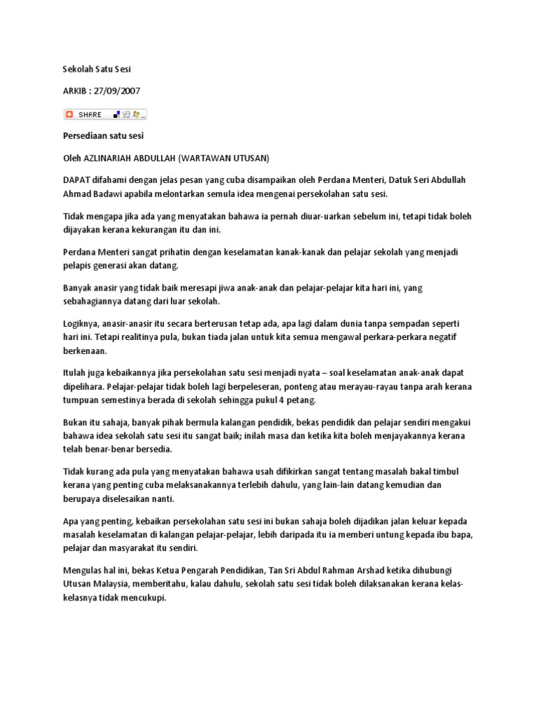 Sekolah Satu Sesi Pdf