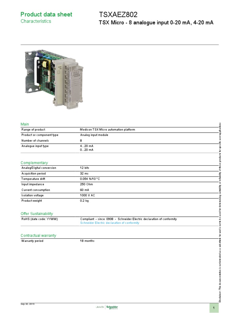 Modicon TSX Micro - TSXAEZ802 | PDF