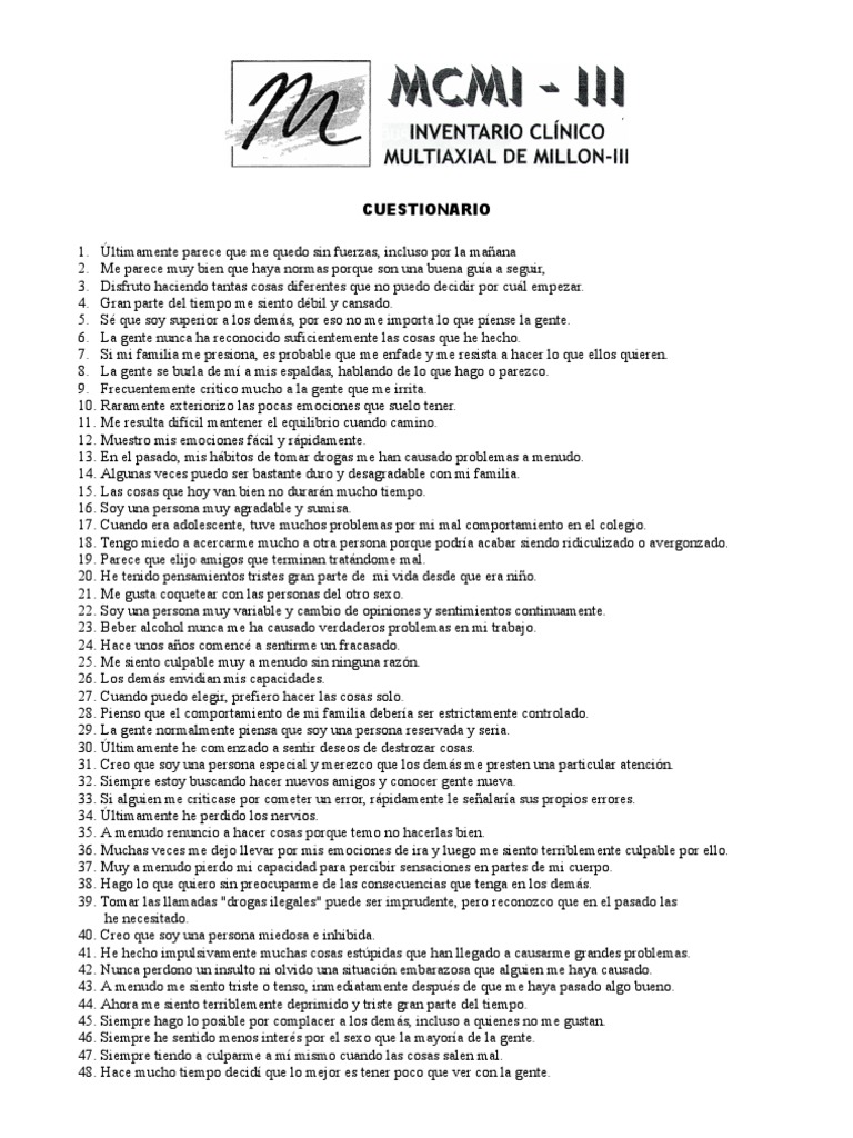 MCMI III (2).docx (2) | PDF