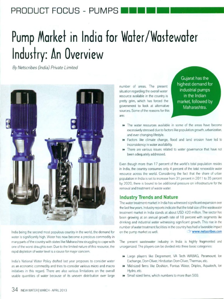 Pump Market In India For Water And Wastewater Industry Pdf