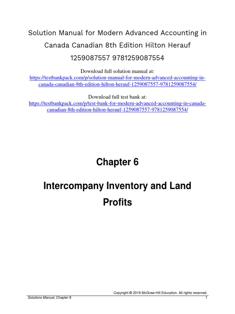 Modern Advanced Accounting in Canada Canadian 8th Edition Hilton ...