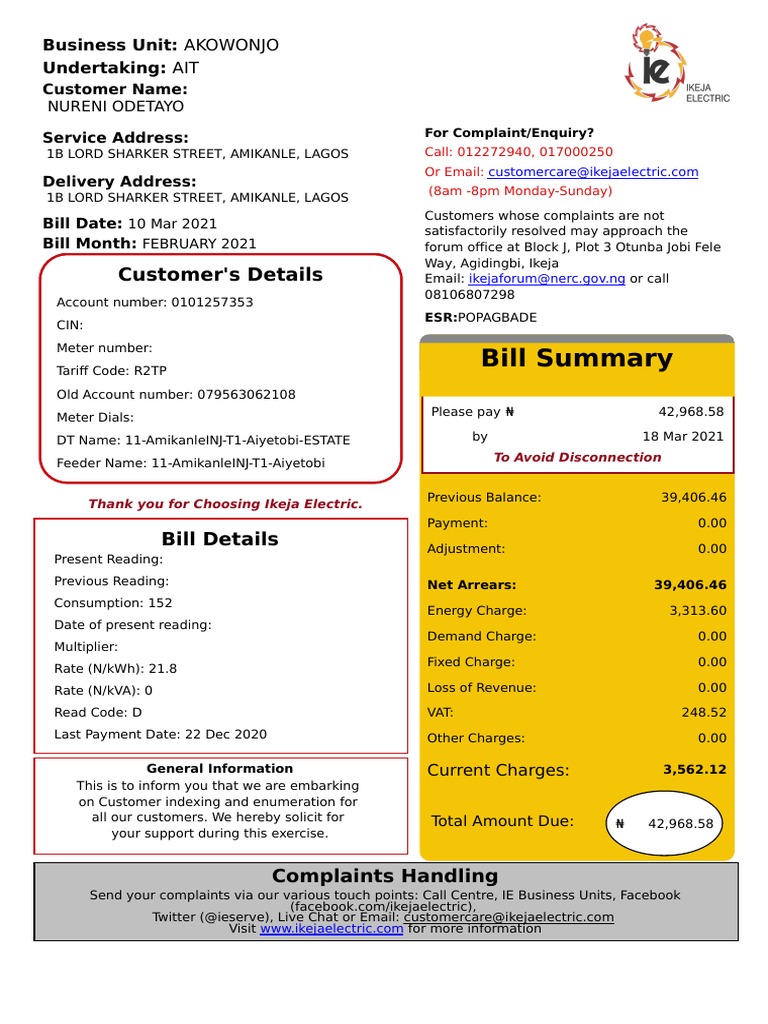 Ebill 0101257353 Pdf Debit Card Banking