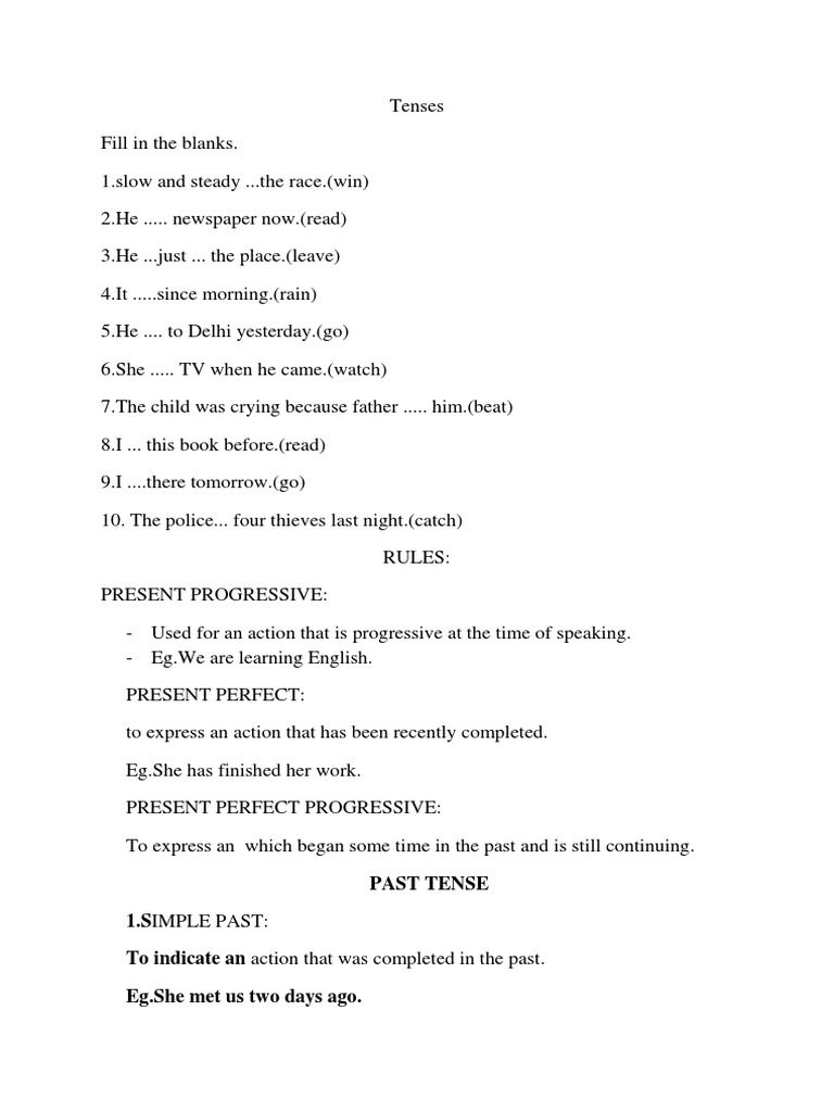 Understanding English Tenses Exercises | PDF | Language Arts & Discipline