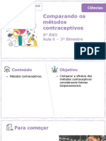 Comparando Os Métodos Contraceptivos: 8º ANO Aula 6 - 3º Bimestre