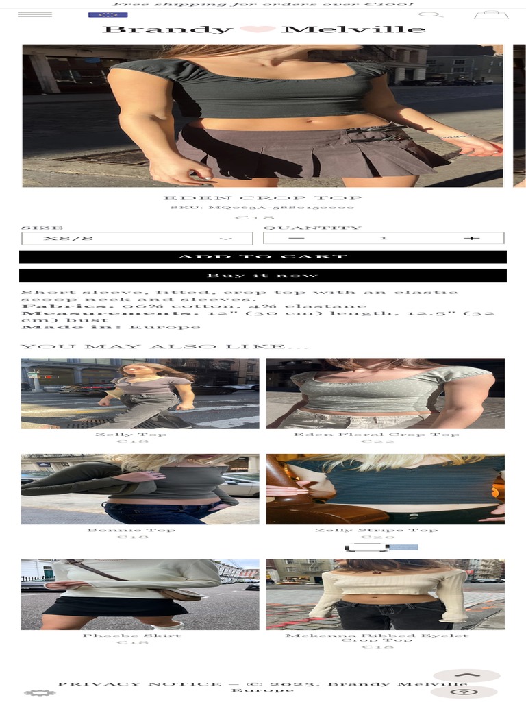Eden Crop Top Brandy Melville Europe PDF