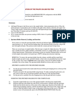 Philips Operation Manual CM200 vs3 | PDF | Transmission Electron 