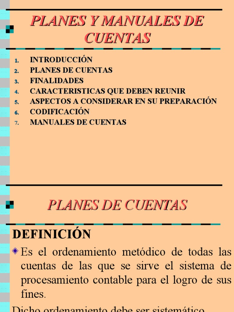 TEMA 8 DISEÑO Plan de Cuentas y Manual de Cuentas | PDF