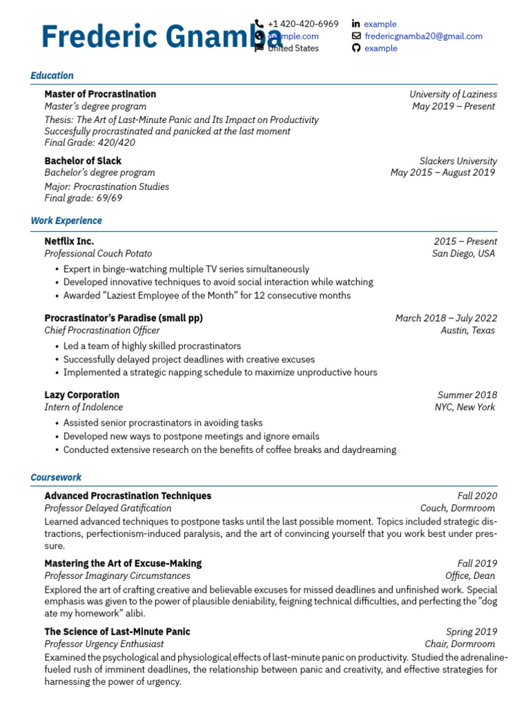 Mastering Procrastination: Resume Insights | PDF