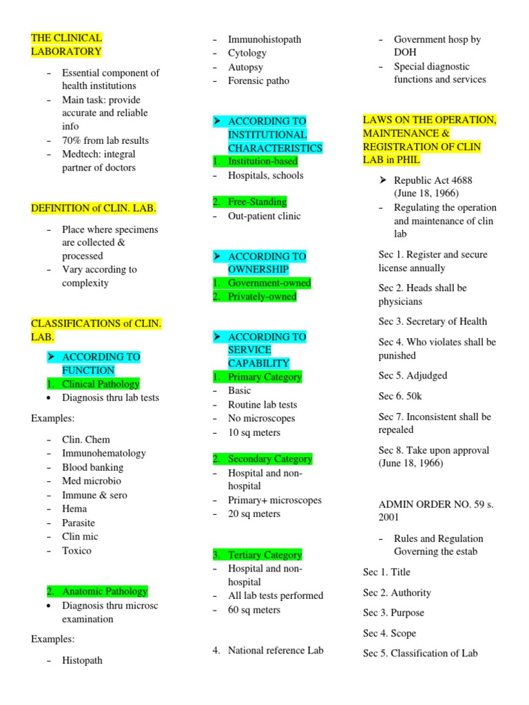 Overview of Clinical Laboratory Functions | PDF | Science & Mathematics