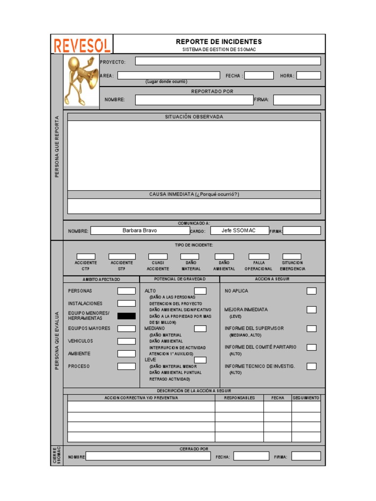 Formato Reporte de Incidente | PDF