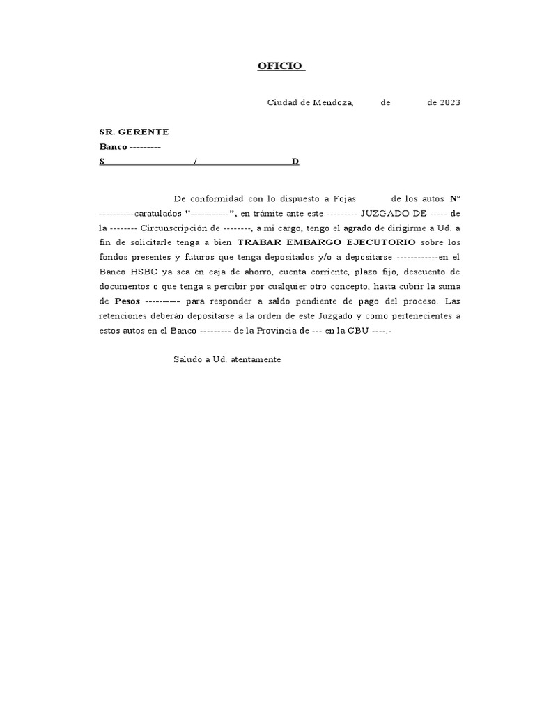 Oficio Embargo | PDF