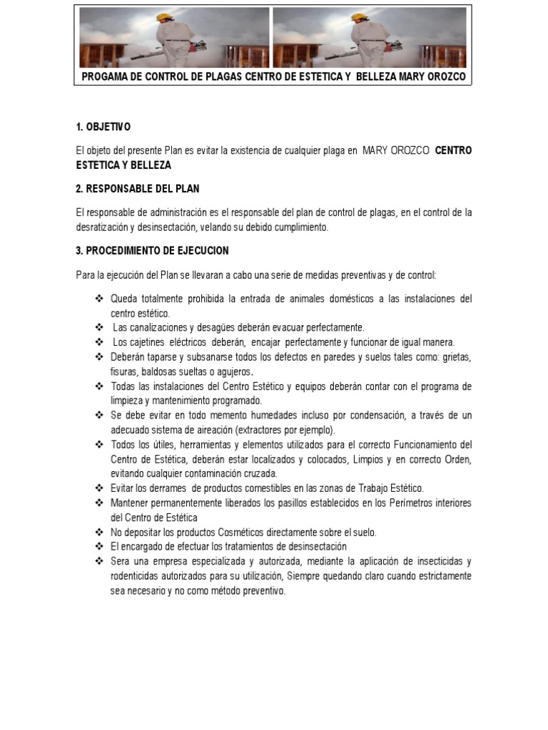 Programa de Control de Plagas Estético | PDF | Plaga (organismo ...