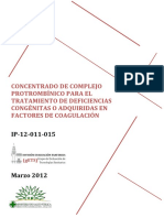 Concentrado Complejo Protrombínico - Deficit Factores Coagulación