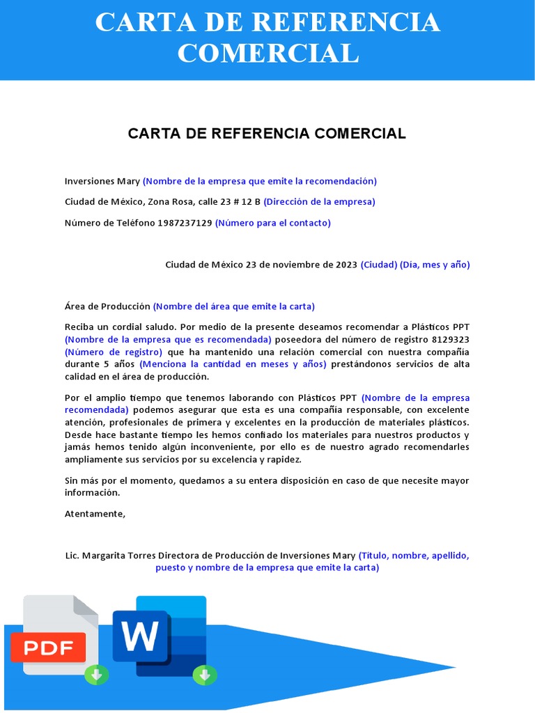 Carta de Referencia Comercial | PDF