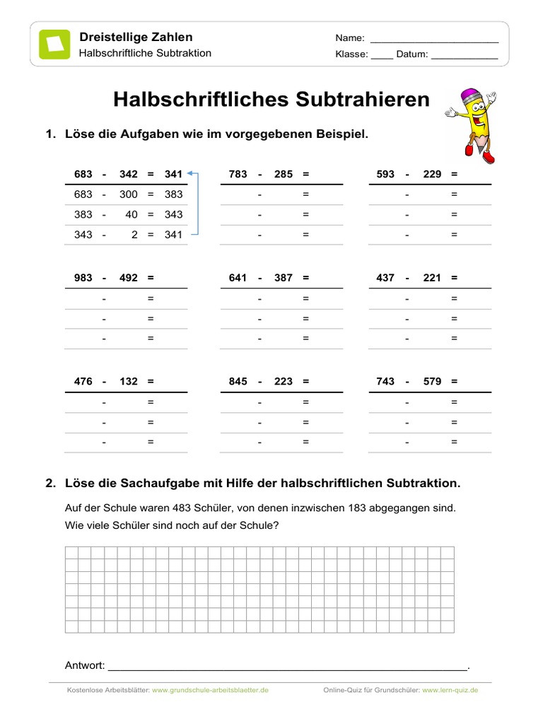 halbschriftliche-subtraktion-01-dreistellige-zahlen | PDF