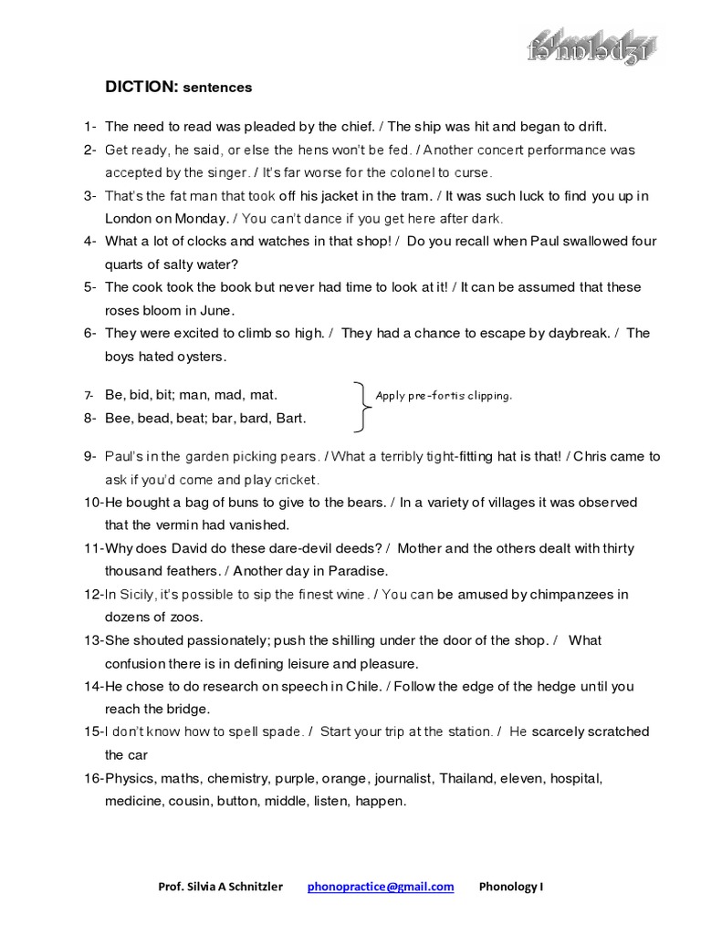 DICTION Sentences PDF