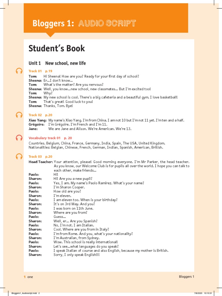 Bloggers 1 Audio Script Overview | PDF | Bedroom