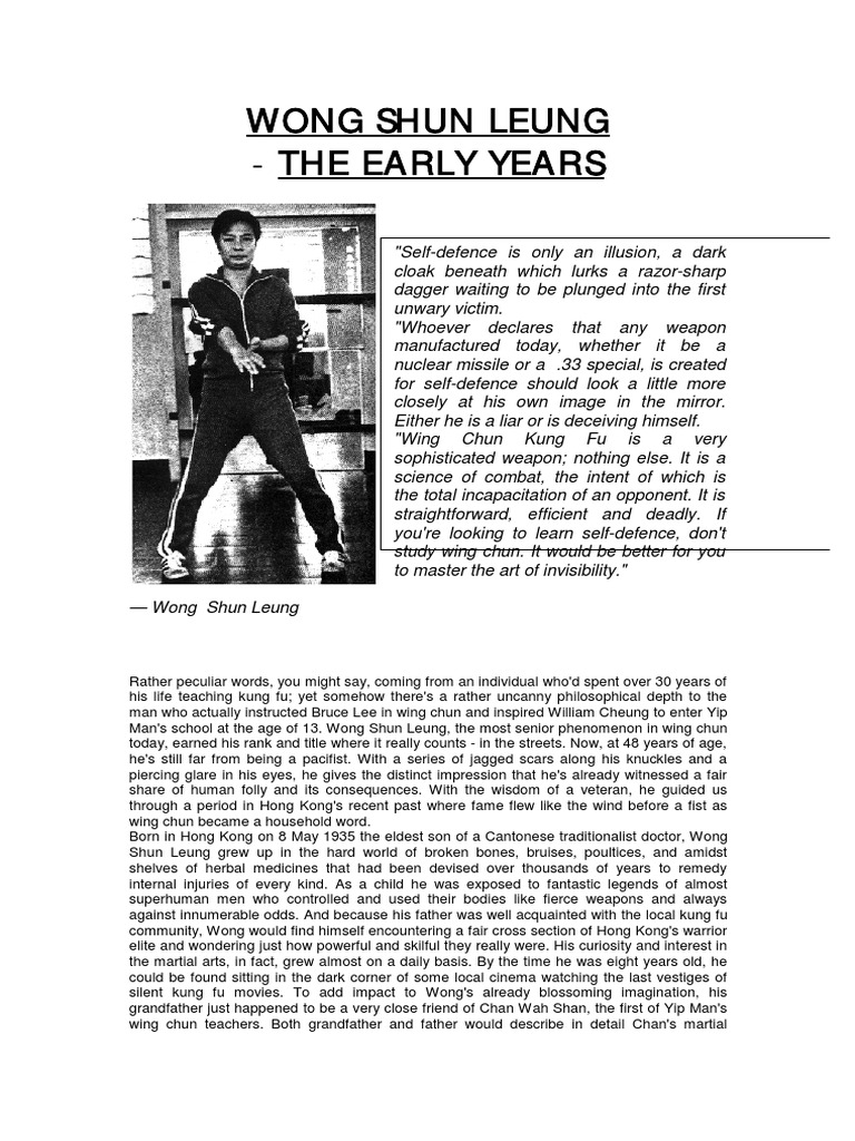 Wong Shun Leung: Wing Chun Pioneer | PDF
