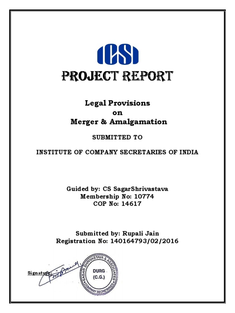 Project report icsi 1 pdf consolidation business mergers and