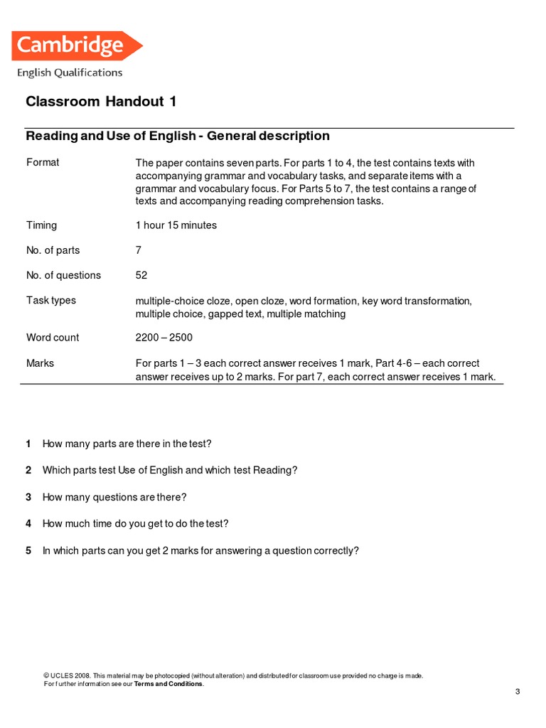 B2 Reading and Use of English Overview | PDF