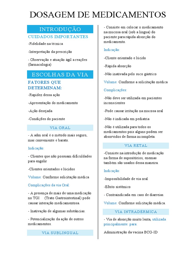 Dosagem e Administração de Medicamentos | PDF | Receita médica ...