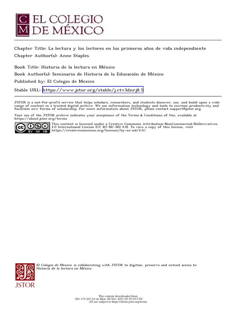 La Lectura y Los Lectores en Los Primeros Años de Vida Independiente ...
