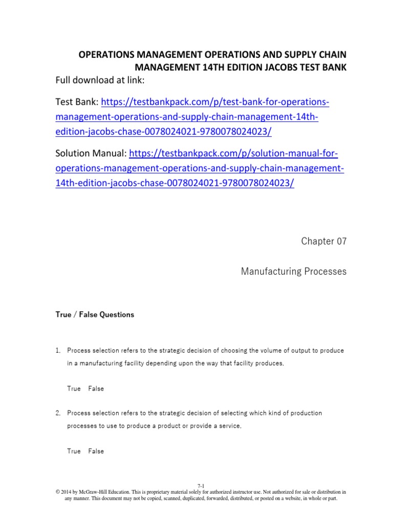 Operations Management Operations and Supply Chain Management 14th ...