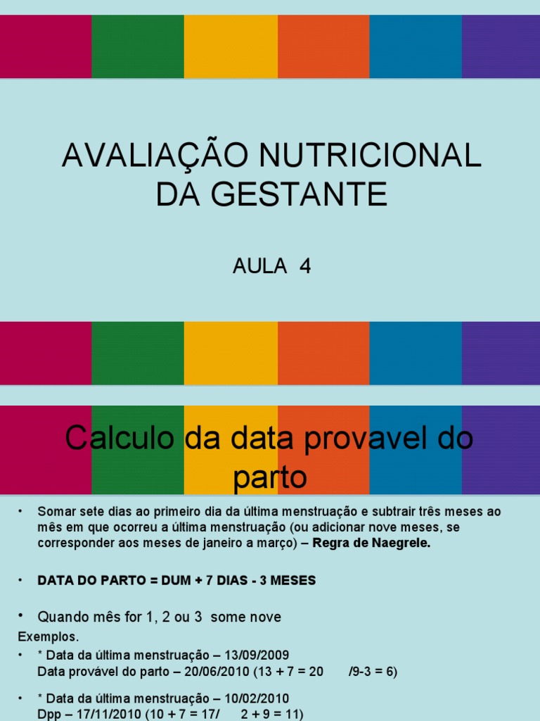 Cálculo da Data do Parto e Avaliação Nutricional | PDF