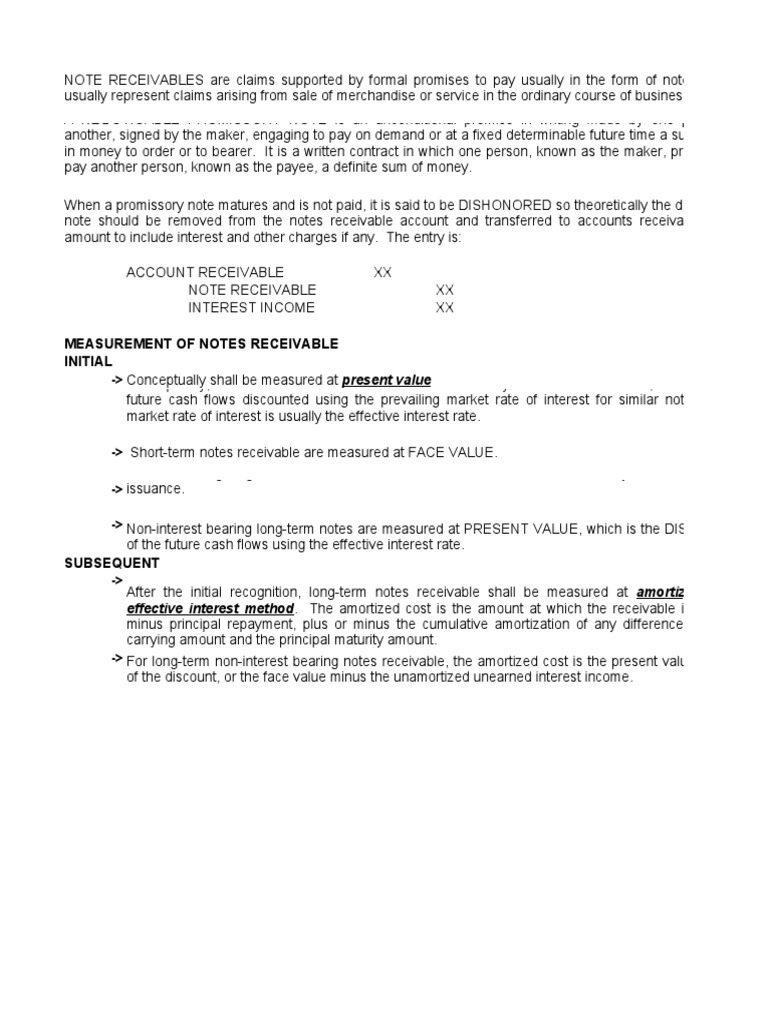 Notes Receivable | PDF | Book Value | Interest