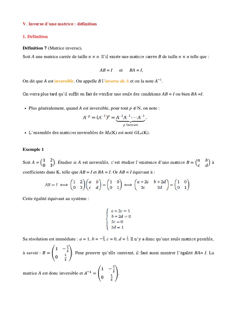 Matrices Inversibles et Déterminants | PDF