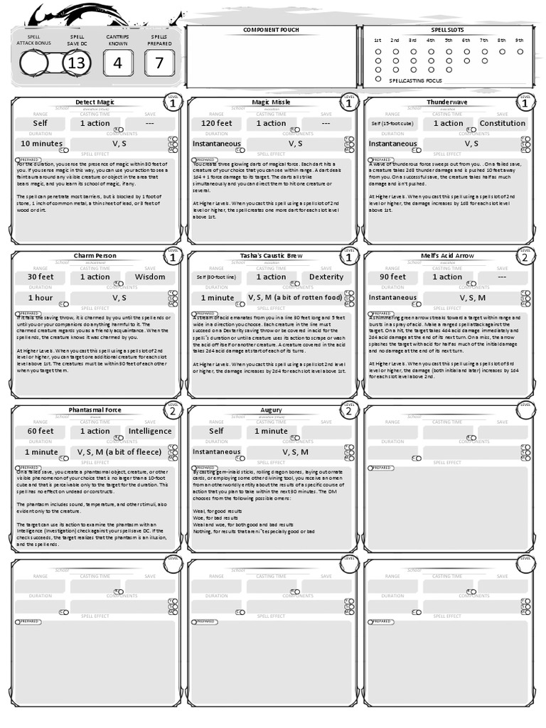 Optional Sheet Spell Sheet-A Editable | PDF