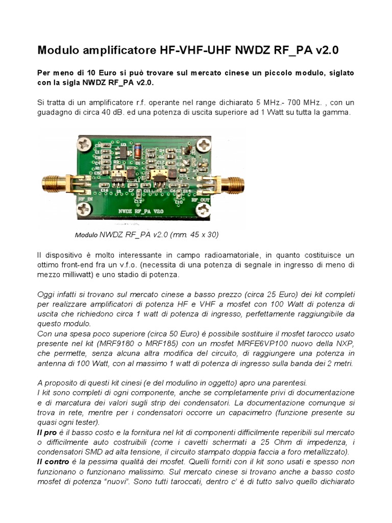 Modulo Amplificatore Uhf | PDF