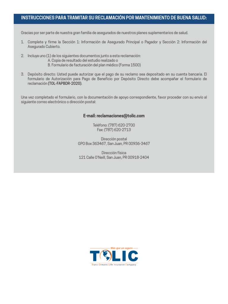 Trámite de Reclamación de Salud TOLIC | PDF | Bancos | Cheque