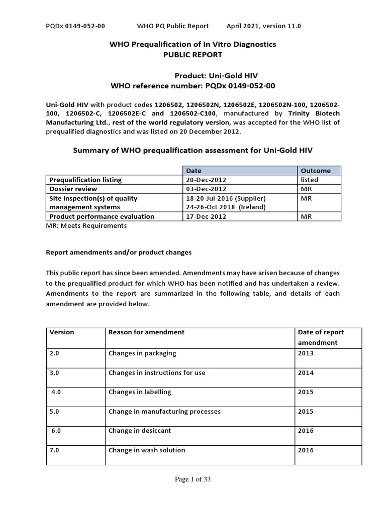 PQDX 0149 052 00 Uni Gold HIV v11 PDF Blood Plasma