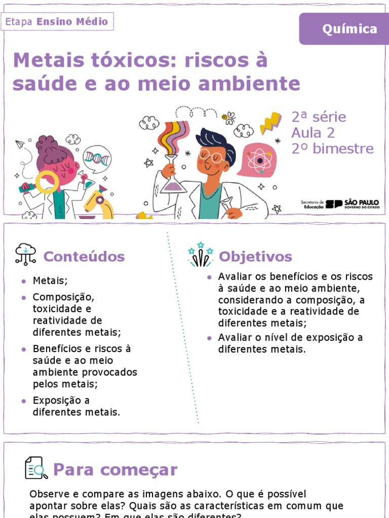 Metais Tóxicos: Riscos e Contaminação | PDF | Chumbo | Mercúrio (elemento)