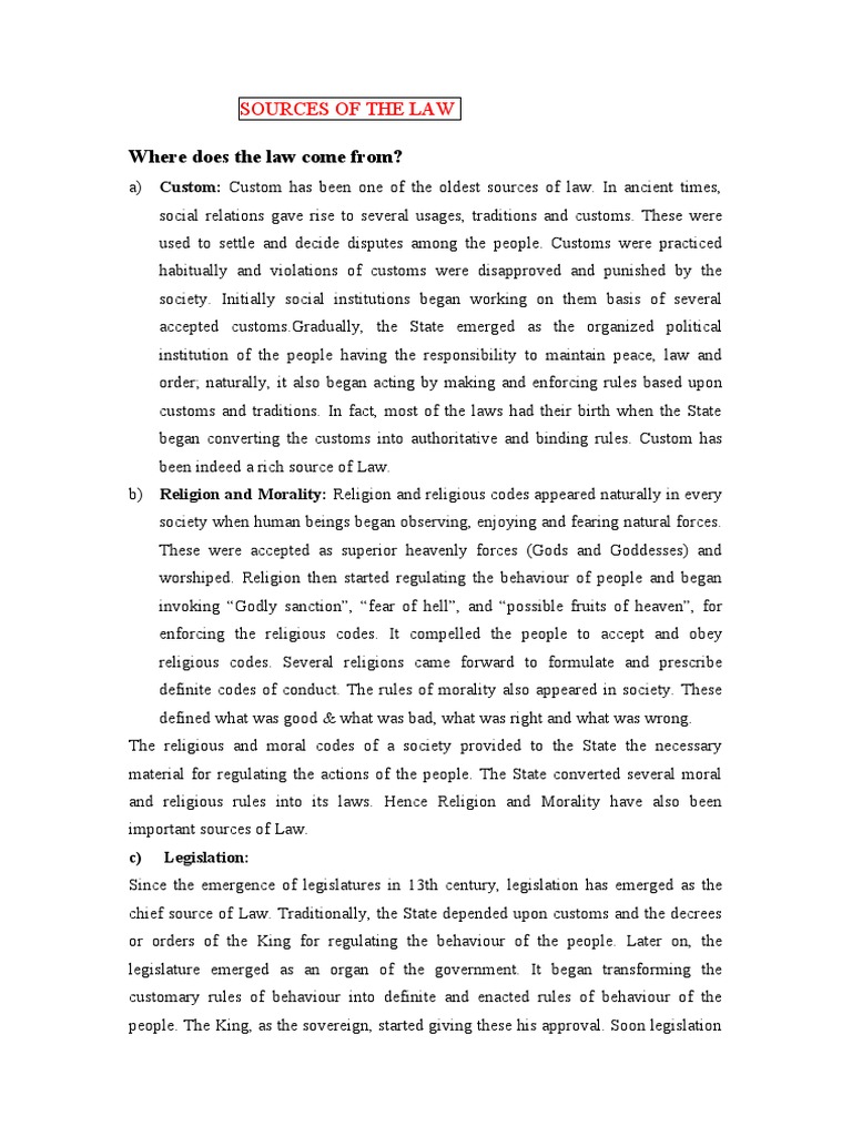 Sources of The Law PDF Sources Of Law Equity (Law)