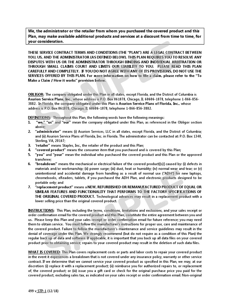 Asurion Warranty Plan | PDF