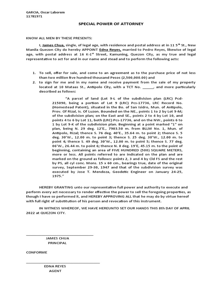 Spa To Sell A Parcel of Land PDF Common Law Justice