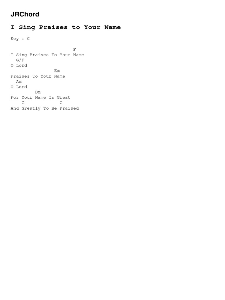 I sing praises to your name pdf