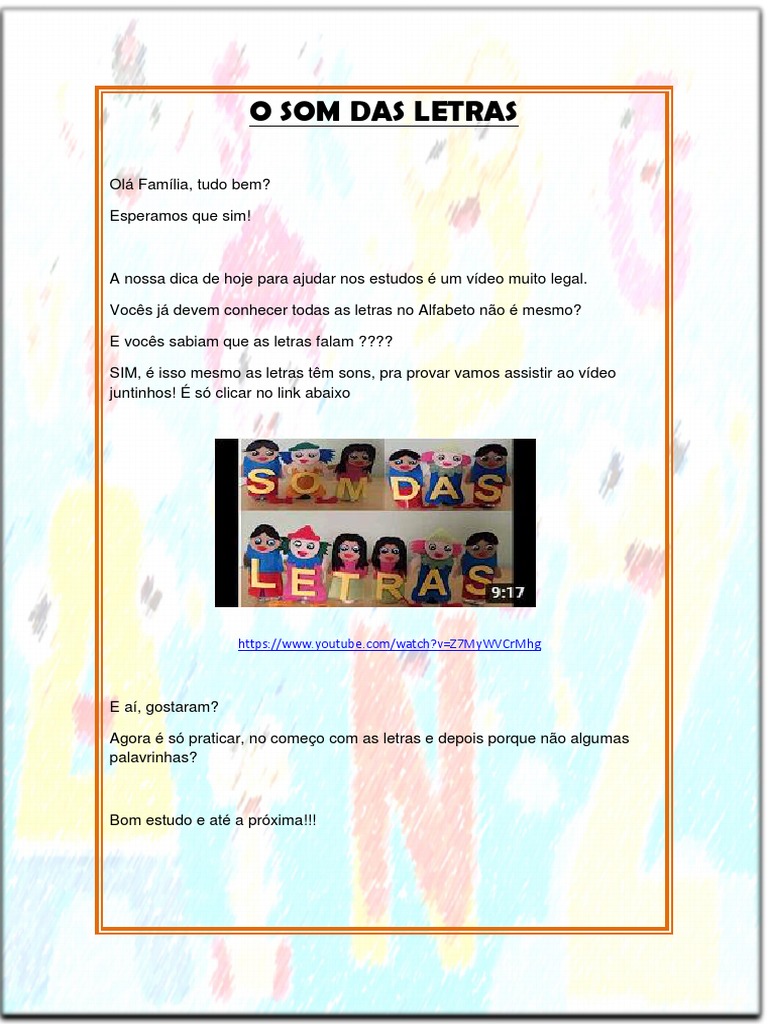 Sons das Letras e Aprendizado Infantil | PDF