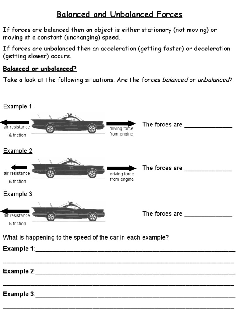 Worksheets Balanced And Unbalanced Forces Worksheet 1526789220v1