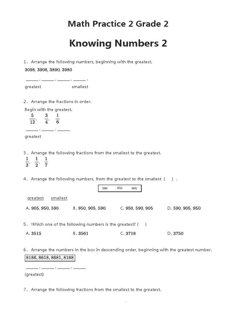 Math Practice 2 Grade 2 | PDF
