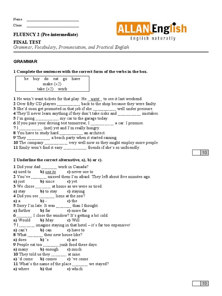 Flu2 Final Test PDF