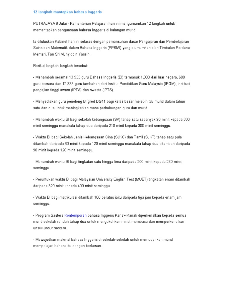 12 Langkah Mantapkan Bahasa Inggeris Pdf
