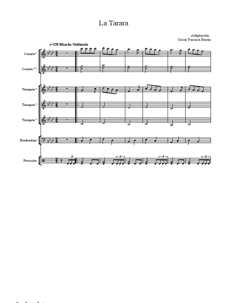 Partitura de La Tarara para Viento | PDF