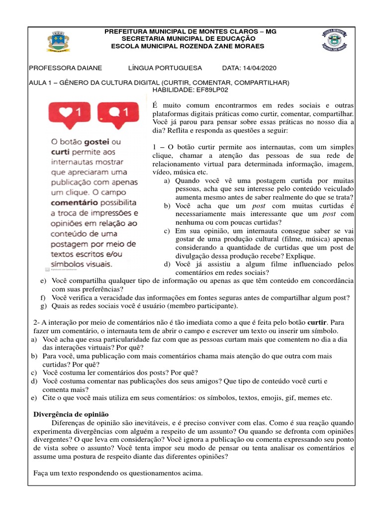 Atividade 1 Cultura Digital | PDF